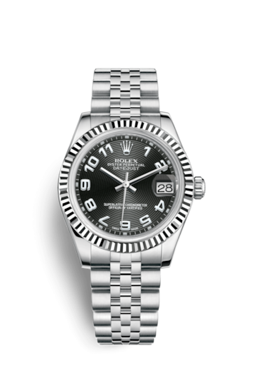 Rolex 178274-0005 : Datejust 31 Stainless Steel Fluted / Jubilee / Black - Arabic