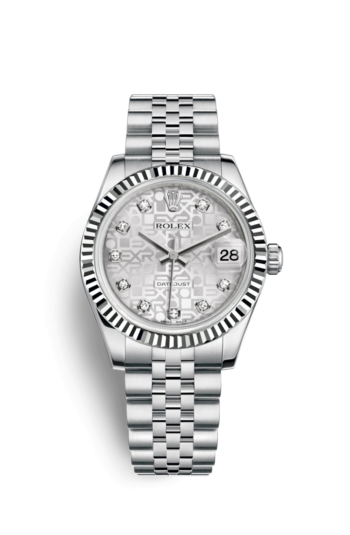 Rolex 178274-0017 : Datejust 31 Stainless Steel Fluted / Jubilee / Silver Computer