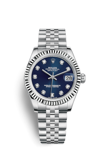 Rolex 178274-0048 : Datejust 31 Stainless Steel Fluted / Jubilee / Blue - Diamond