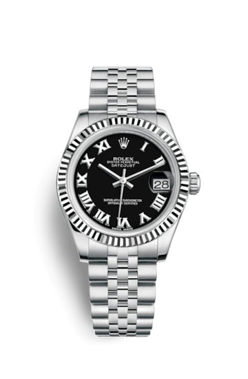 Rolex 178274-0079 : Datejust 31 Stainless Steel Fluted / Jubilee / Black - Roman