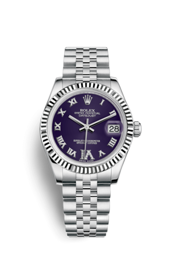 Rolex 178274-0088 : Datejust 31 Stainless Steel Fluted / Jubilee / Purple Roman