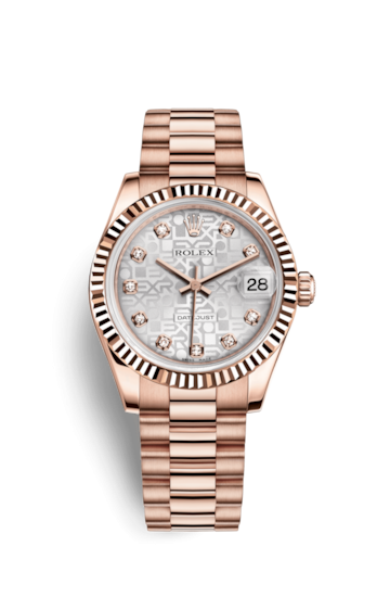 Rolex 178275f-0001 : Datejust 31 Everose Fluted / President / Silver Computer