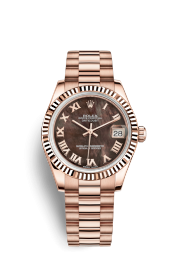 Rolex 178275f-0004 : Datejust 31 Everose Fluted / President / Black MOP Roman