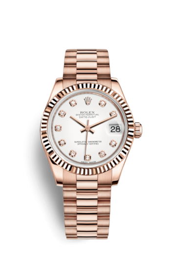 Rolex 178275f-0011 : Datejust 31 Everose Fluted / President / White Diamonds