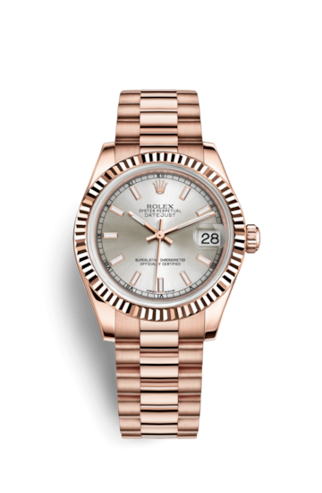 Rolex 178275f-0018 : Datejust 31 Everose Fluted / President / Silver