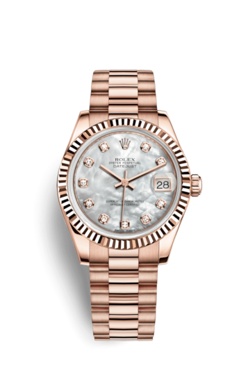 Rolex 178275f-0025 : Datejust 31 Everose Fluted / President / MOP