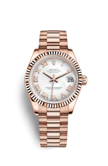Rolex 178275f-0028 : Datejust 31 Everose Fluted / President / White Roman