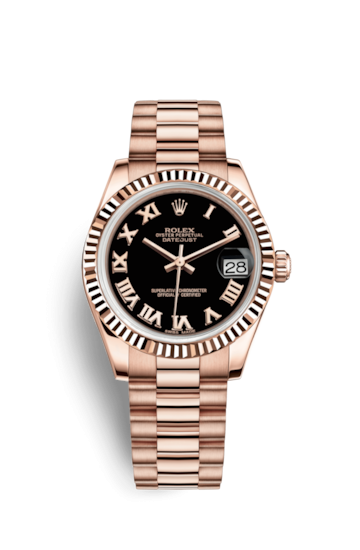 Rolex 178275f-0030 : Datejust 31 Everose Fluted / President / Black Roman