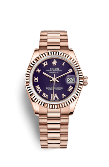 Rolex 178275f-0033 : Datejust 31 Everose Fluted / President / Purple Roman