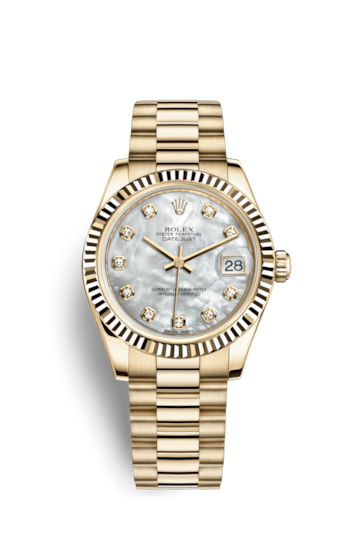 Rolex 178278-0010 : Datejust 31 Yellow Gold Fluted / President / MOP