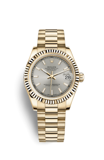 Rolex 178278-0028 : Datejust 31 Yellow Gold Fluted / President / Silver