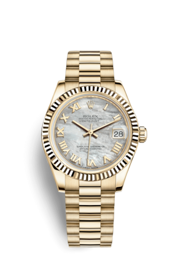 Rolex 178278-0038 : Datejust 31 Yellow Gold Fluted / President / MOP Roman