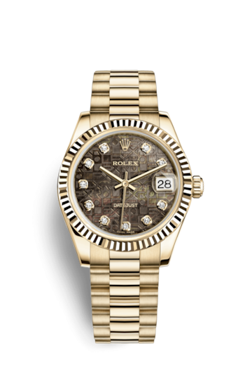 Rolex 178278-0057 : Datejust 31 Yellow Gold Fluted / President / Black MOP Computer