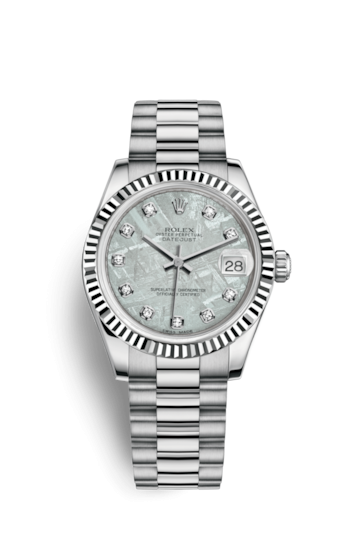Rolex 178279-0008 : Datejust 31 White Gold Fluted / President / Meteorite