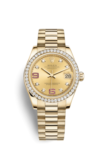 Rolex 178288-0063 : Datejust 31 Yellow Gold Diamond / President / Champagne Diamonds Rubies