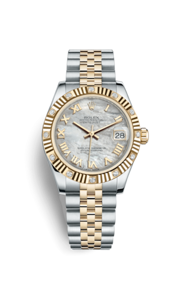 Rolex 178313-0002 : Datejust 31 Rolesor Yellow Fluted Diamond / Jubilee / MOP Roman
