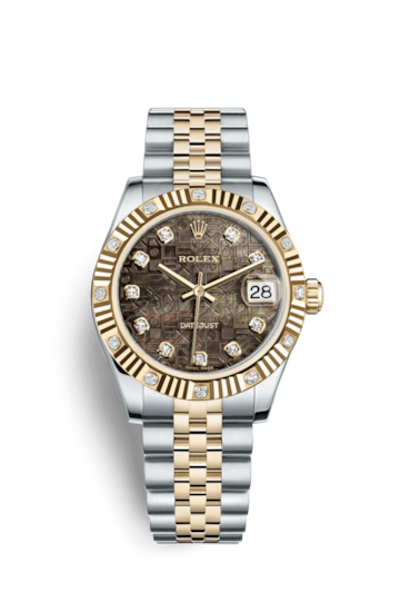 Rolex 178313-0026 : Datejust 31 Rolesor Yellow Fluted Diamond / Jubilee / Black MOP Computer
