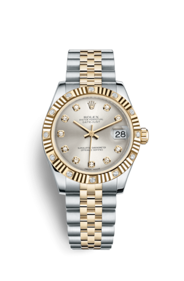 Rolex 178313-0027 : Datejust 31 Rolesor Yellow Fluted Diamond / Jubilee / Silver Diamond