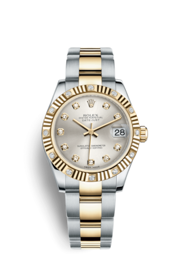 Rolex 178313-0051 : Datejust 31 Rolesor Yellow Fluted Diamond / Oyster / Silver Diamond