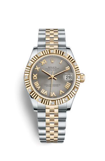 Rolex 178313-0070 : Datejust 31 Rolesor Yellow Fluted Diamond / Jubilee / Steel Roman
