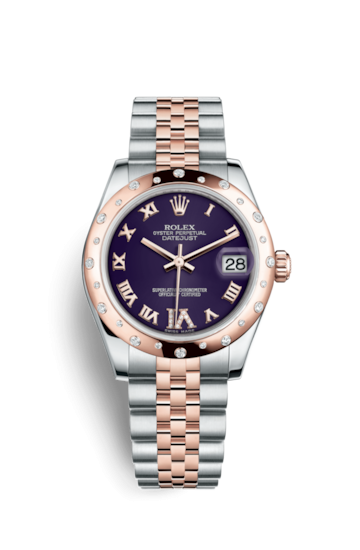 Rolex 178341-0008 : Datejust 31 Rolesor Everose Domed Diamond / Jubilee / Purple Roman