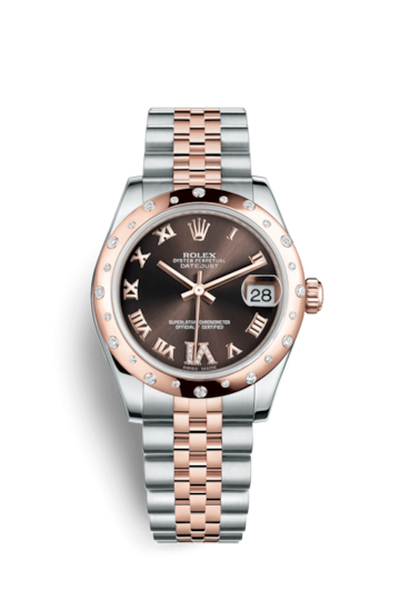 Rolex 178341-0009 : Datejust 31 Rolesor Everose Domed Diamond / Jubilee / Chocolate Roman