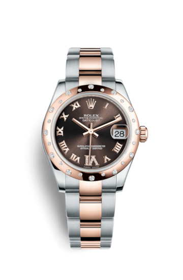 Rolex 178341-0010 : Datejust 31 Rolesor Everose Domed Diamond / Oyster / Chocolate Roman