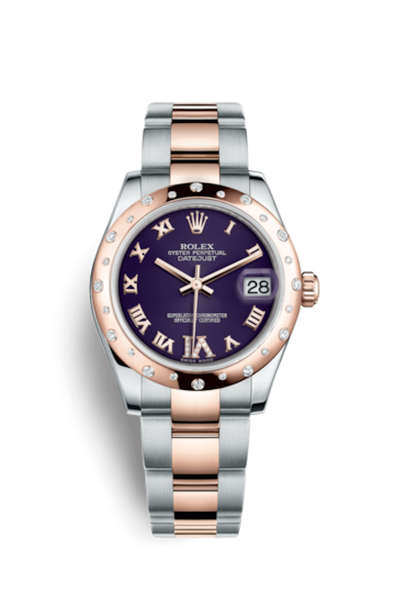Rolex 178341-0011 : Datejust 31 Rolesor Everose Domed Diamond / Oyster / Purple Roman