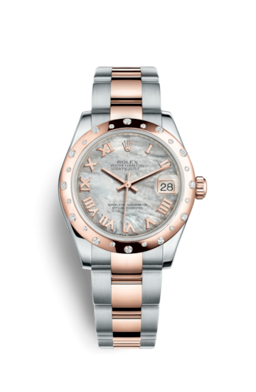 Rolex 178341-0014 : Datejust 31 Rolesor Everose Domed Diamond / Oyster / MOP Roman