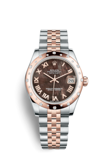 Rolex 178341-0027 : Datejust 31 Rolesor Everose Domed Diamond / Jubilee / Black MOP Roman
