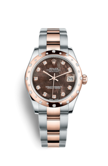 Rolex 178341-0034 : Datejust 31 Rolesor Everose Domed Diamond / Oyster / Black MOP