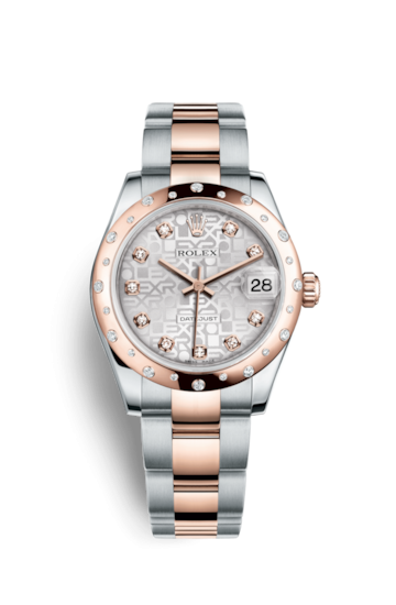 Rolex 178341-0036 : Datejust 31 Rolesor Everose Domed Diamond / Oyster / Silver Computer