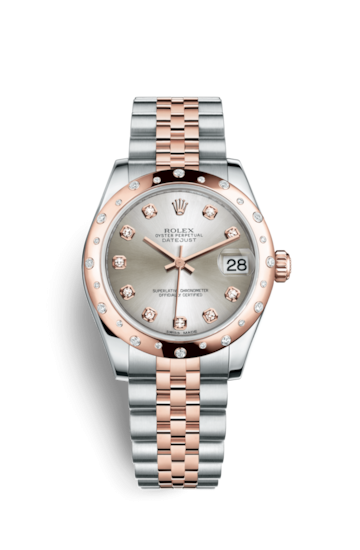Rolex 178341-0046 : Datejust 31 Rolesor Everose Domed Diamond / Jubilee / Silver Diamond
