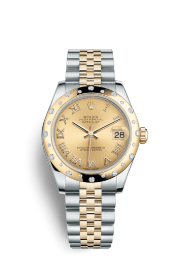 Rolex 178343-0016 : Datejust 31 Rolesor Yellow Domed Diamond / Jubilee / Champagne Roman