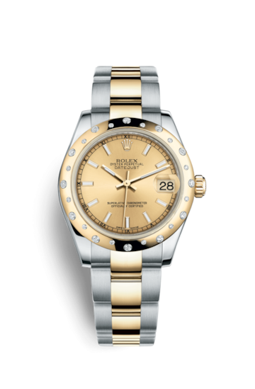Rolex 178343-0021 : Datejust 31 Rolesor Yellow Domed Diamond / Oyster / Champagne