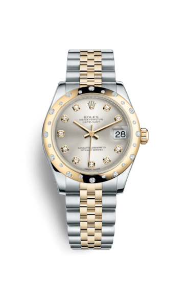 Rolex 178343-0023 : Datejust 31 Rolesor Domed Diamond / Jubilee / Silver Diamond