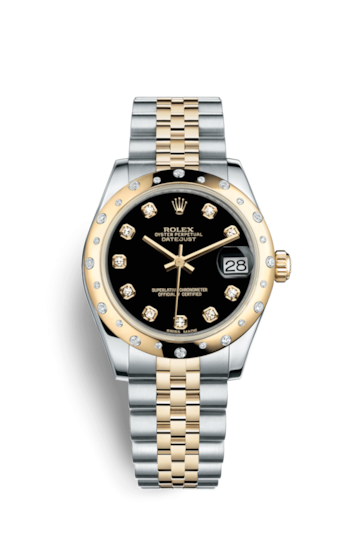 Rolex 178343-0024 : Datejust 31 Rolesor Yellow Domed Diamond / Jubilee / Black Diamond