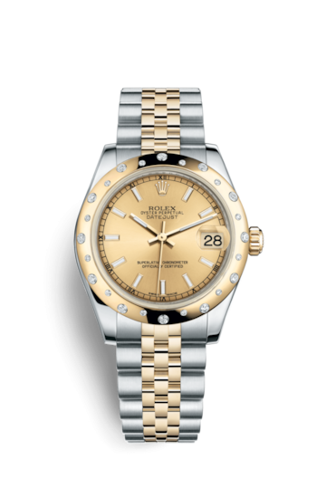 Rolex 178343-0050 : Datejust 31 Rolesor Yellow Domed Diamond / Jubilee / Champagne