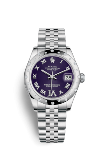 Rolex 178344-0002 : Datejust 31 Stainless Steel Domed Diamond / Jubilee / Purple - Roman