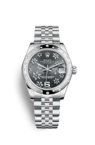 Rolex 178344-0003 : Datejust 31 Stainless Steel Domed Diamond / Jubilee / Dark Rhodium Floral