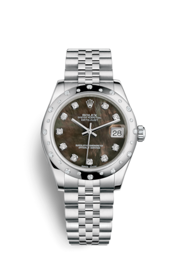 Rolex 178344-0008 : Datejust 31 Stainless Steel Domed Diamond / Jubilee / Black MOP