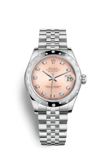 Rolex 178344-0023 : Datejust 31 Stainless Steel Domed Diamond / Jubilee / Pink - Diamond