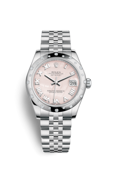Rolex 178344-0033 : Datejust 31 Stainless Steel Domed Diamond / Jubilee / Pink MOP - Roman