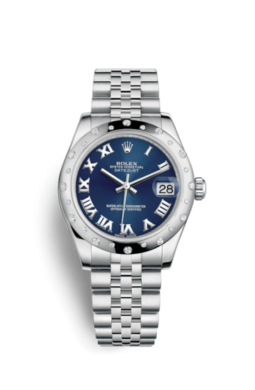 Rolex 178344-0035 : Datejust 31 Stainless Steel Domed Diamond / Jubilee / Blue - Roman