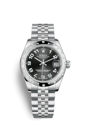 Rolex 178344-0041 : Datejust 31 Stainless Steel Domed Diamond / Jubilee / Black - Arabic