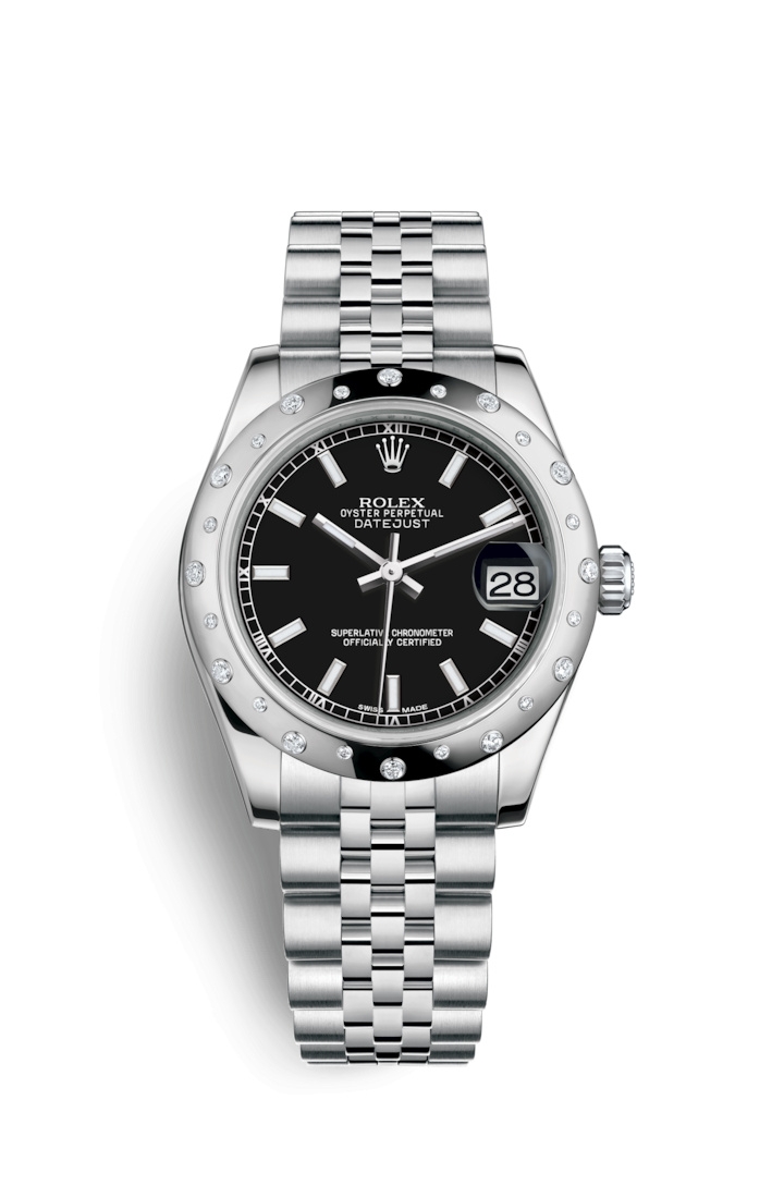 Rolex 178344-0044 : Datejust 31 Stainless Steel Domed Diamond / Jubilee / Black