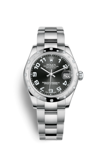 Rolex 178344-0058 : Datejust 31 Stainless Steel Domed Diamond / Oyster / Black - Arabic