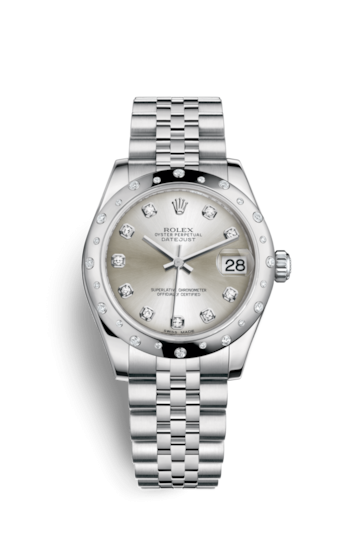 Rolex 178344-0060 : Datejust 31 Stainless Steel Domed Diamond / Jubilee / Silver - Diamond