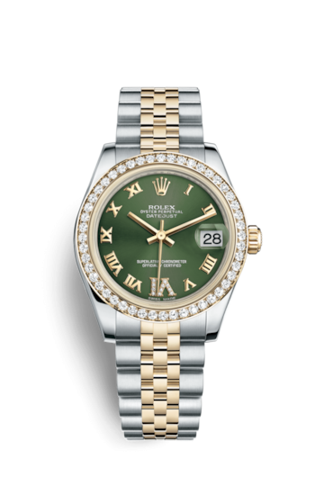 Rolex 178383-0005 : Datejust 31 Rolesor Yellow Diamond / Jubilee / Green Roman
