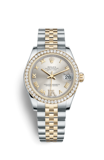 Rolex 178383-0007 : Datejust 31 Rolesor Yellow Diamond / Jubilee / Silver Roman